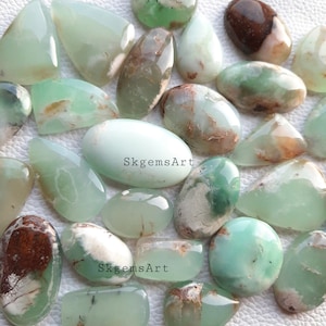 CHRYSOPRASE Cabochon Wholesale Lot By Weight With Different Shapes And Sizes Used For Jewelry Making