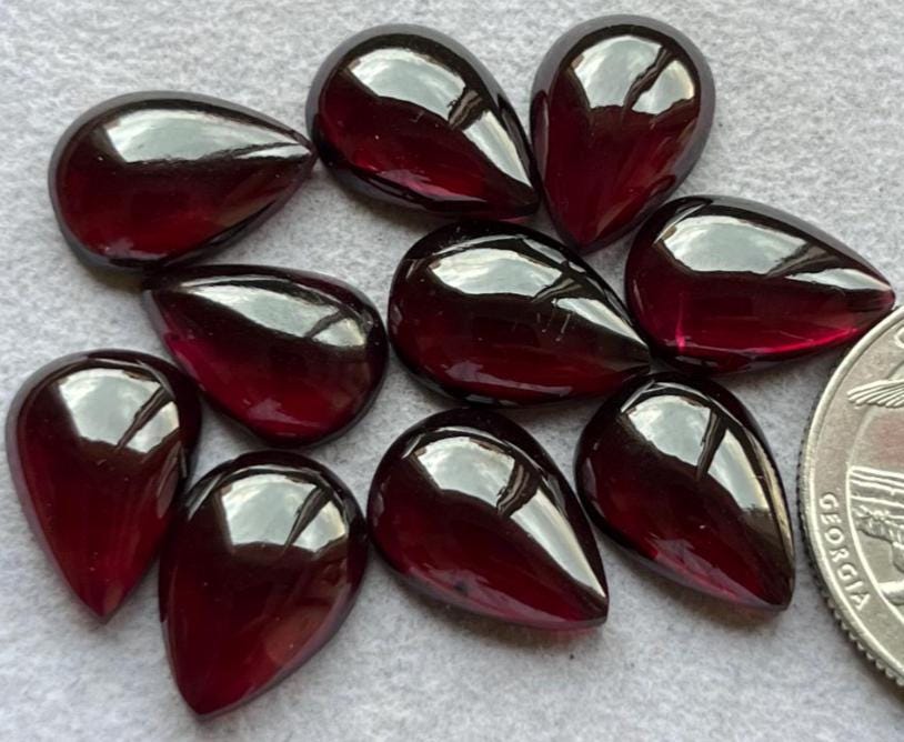 10x14mm Pear 10 pcs Lot Natural Garnet Smooth Cabochon With Wholesale price Used For Jewelry Making