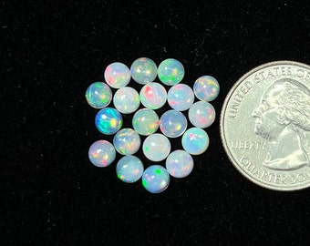 10 pcs pack 5mm Ethiopian Opal Round Shape Cabochon Loose Gemstone For Ring and Jewelry Making