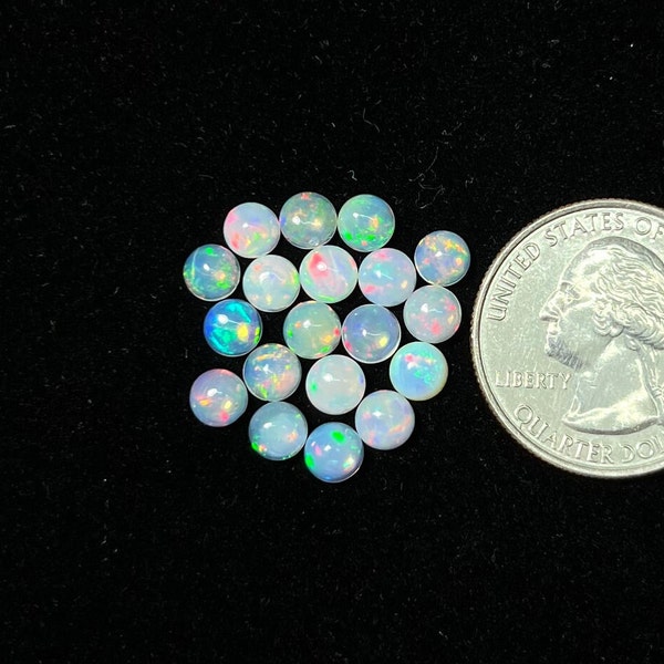 10 pcs pack 5mm Ethiopian Opal Round Shape Cabochon Loose Gemstone For Ring and Jewelry Making