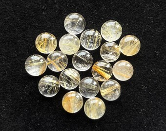 8mm 10pcs Golden Rutile Round Cabochon Loose Gemstone For Making  Jewelry and pendant