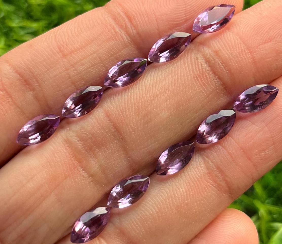 New Faceted Marquise Natural Amethyst 5x10mm 10 Pcs Faceted ,top