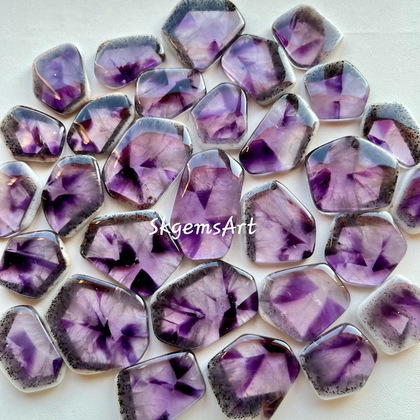 Top AAA Amethyst TRAPICHE Slice Cabochon Wholesale Lot By Weight With Different Shapes And Sizes Used For Jewelry Making