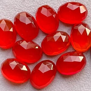 Selected Carnelian Onyx 10x14mm Rose Cut Slice - Top Quality  Rose Cut Flat Back Gemstone 10 Pieces Lot For Jewelry Making, Pendant, Ring