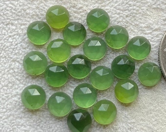 Selected Top 6mm 20pcs Pack Green Serpentine Rosecut Round - Top Quality Lapis Rose Cut Flat Back Gemstone For Jewelry Making, Pendant, Ring
