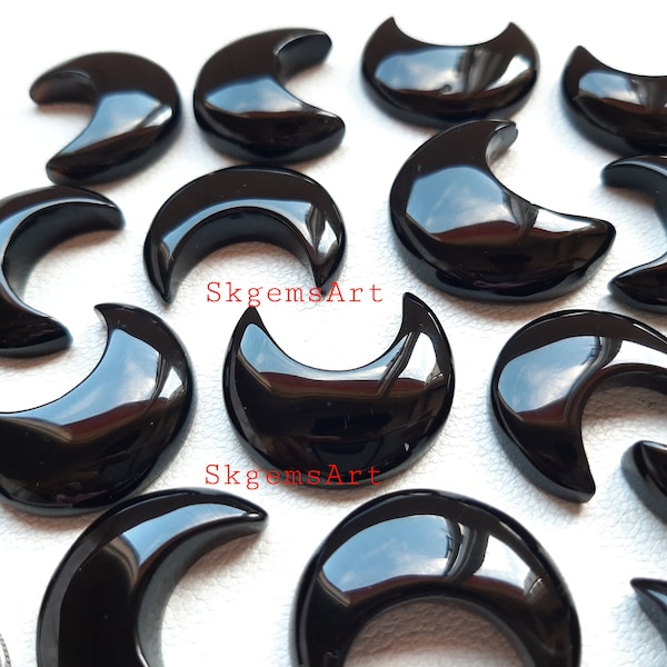 Black Onyx Crescent Moon Cabochon Used For Jewelry Making