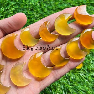 New Yellow Chalcey Onyx Crescent Moon Cabochon Used For Jewelry Making