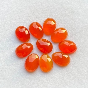 Natural Carnelian 10x14mm Rose Cut Slice - Top Quality  Rose Cut Flat Back Gemstone 10 Pieces Lot For Jewelry Making, Pendant, Ring
