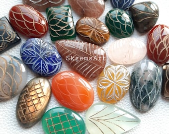 Natural Mix Gemstone Carving  Cabochon By Weight With Different Shapes And Sizes Used For Jewelry Making