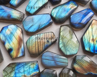 COFFIN LABRADORITE  Wholesale Lot AAA+ Blue and Multi Both Fire Coffin Shape Cabochon Loose Gemstone For Jewelry Making