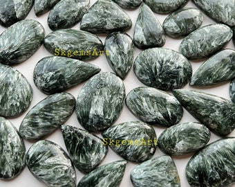 Cabochon SERAPHINITE di alta qualità Lotto all'ingrosso a peso con diverse forme e dimensioni utilizzate per la creazione di gioielli