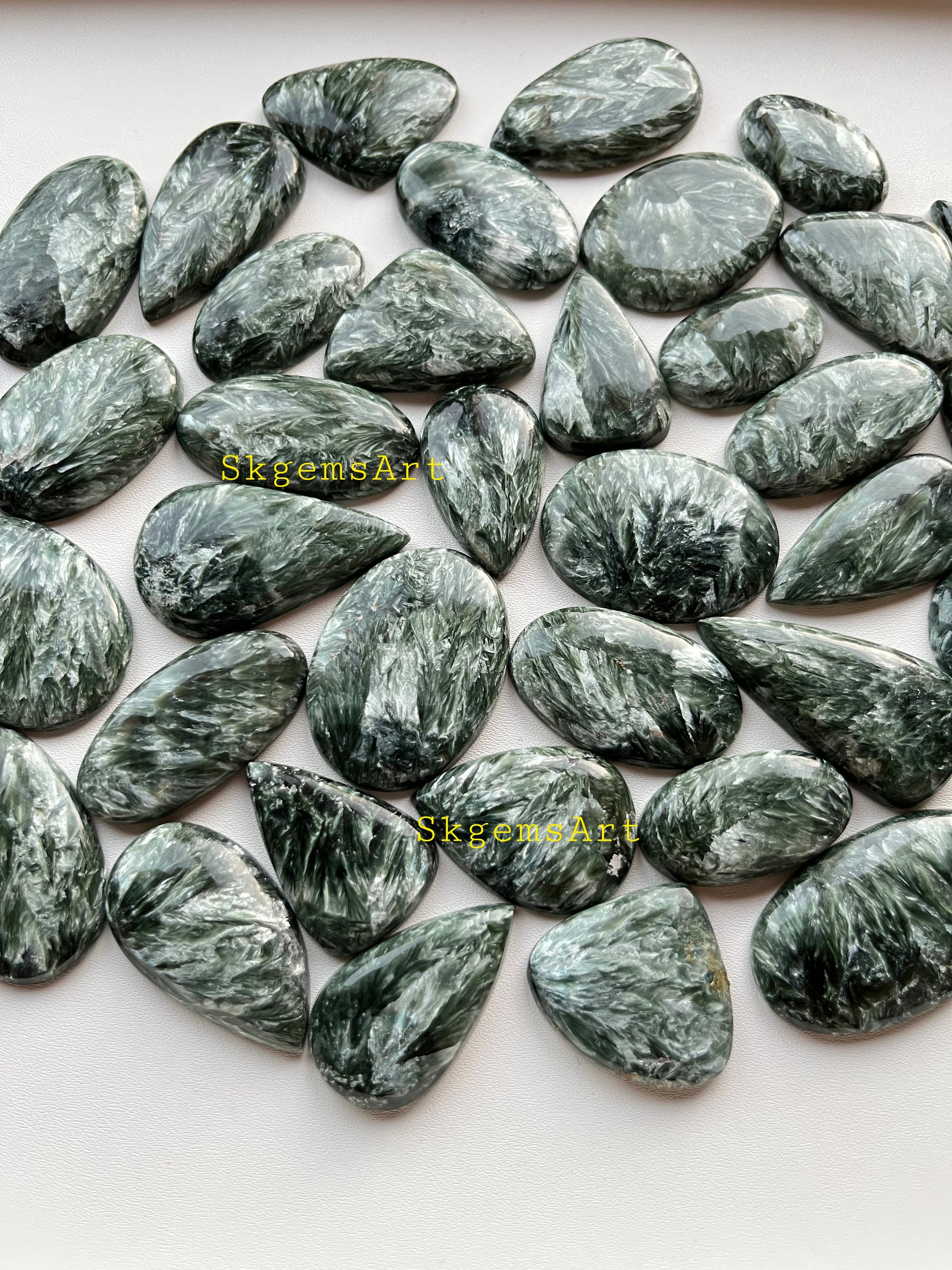 Natural Seraphinite Mix Size & Shape Cabochon Loose Gemstone Wholesale Lot Price 