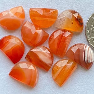 Natural Designer Carnelian 10x14mm D Shape Rose Cut Slice - Top Quality  Rose Cut Flat Back Gemstone 10 Pieces Lot For Jewelry Making
