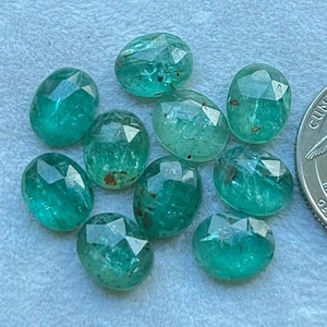 New Emerald Color Kyanite 8x10mm Oval Shape Rosecut - Top Quality  Rose Cut Flat Back Gemstone 10 Pieces Lot For Jewelry Making,