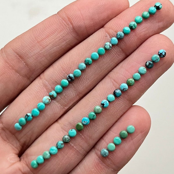 3 mm, paquet de 50 pierres précieuses turquoise tibétaine naturelle à dos plat pour la fabrication de bijoux, pendentif, bague