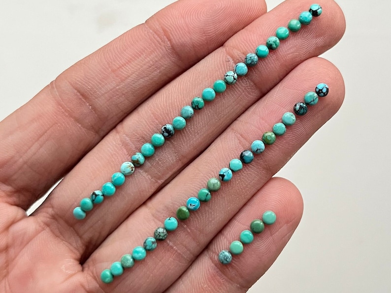 3mm 50pcs Pack Natural Tibetan Turquoise Flat Back Gemstone For Jewelry Making, Pendant, Ring image 1