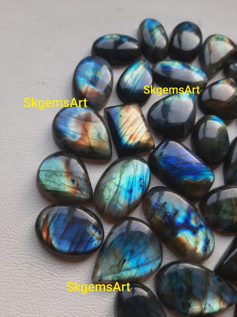 Lotto all'ingrosso AAA Blu e Multi Entrambi i fuochi Labradorite Cabochon Pietra preziosa sciolta per la creazione di gioielli immagine 4