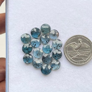 10 pcs Pack 8mm Round ,Teal Kyanite Rosecut - Top Quality  Rose Cut Flat Back Gemstone 10 Pieces Lot For Jewelry Making,