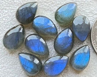 Selezionato 8x12mm Pera Confezione da 10 pezzi Labradorite blu ovale Cabochon Pietra preziosa sciolta per realizzare gioielli e ciondoli