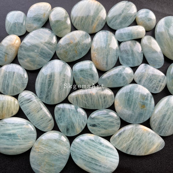 Natural Aquamarine Cabochon Wholesale Lot By Weight With Different Shapes And Sizes Used For Jewelry Making