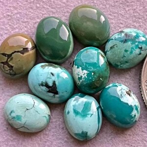 New 8x10mm Oval 10pcs Pack Natural Tibetan Turquoise Flat Back Gemstone For Jewelry Making, Pendant, Ring