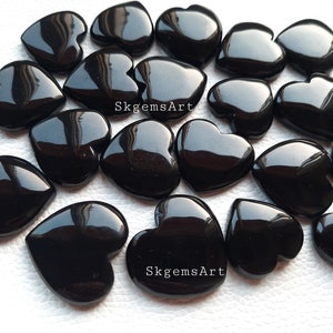 BLACK ONYX Heart Shape Cabochon Wholesale Lot By Weight With Different Shapes And Sizes Used For Jewelry Making