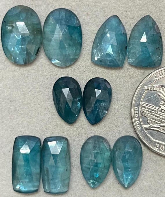 5 Pair Lot Natural Paraiba Kyanite Rosecut With Very cheap price, Matched Pair Cabochon Used For Jewelry Making