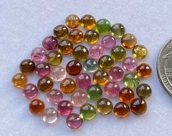 Top Natural Tourmaline 25 pcs pack 5mm Round Cabochon Loose Gemstone For Ring and Jewelry Making