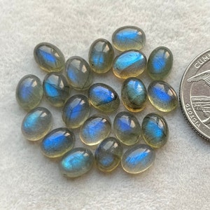 Top Blue Labradorite 20 pcs 6x8mm Oval Cabochon Loose Gemstone For Making  Jewelry and pendant