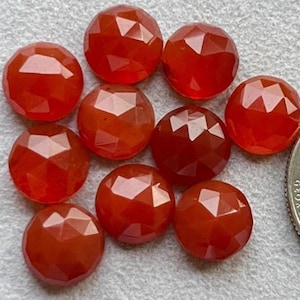 Selected Natural Carnelian 10mm Rose Cut Slice - Top Quality  Rose Cut Flat Back Gemstone 10 Pieces Lot For Jewelry Making, Pendant, Ring