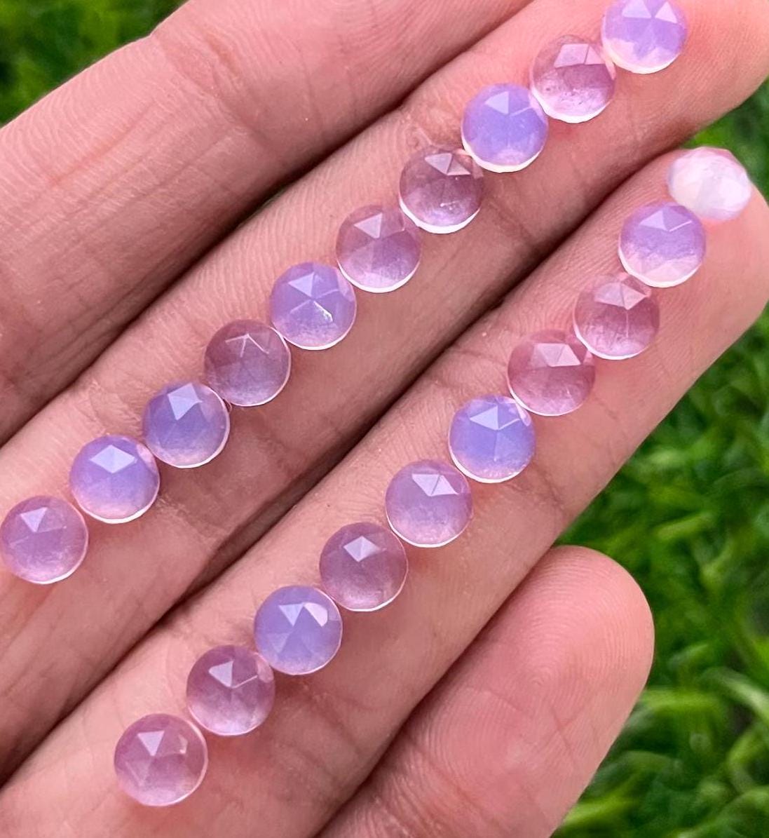 New 20 pcs Pack Lavender Quartz Rosecut , Rose Cut Gemstone, 6MM Round shape, Flatback Rose Cut Gemstones Used For Jewelry Making