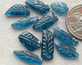 Selected 10 pcs Lot Top Natural Neon Kyanite Leaf Carving For Making Jewelry