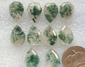 5 pcs pack 12x18mm Fancy Shape Step Cut Moss Agate For Making Jewelry