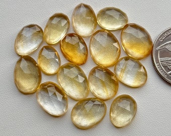 Natural Citrine Rose Cut Slice - Top Quality Rose Cut Flat Back Gemstone 10 Pieces Lot For Jewelry Making, Pendant, Ring