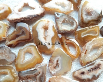 Colored Window Druzy  Geode Polished Slabs / Geode Slices / Druzy Agate Slices / Wire Wrapping, Necklace Stones / 1 inch to 2 inches