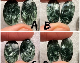 New Top Seraphinite Matched  Pair Cabochon Used For Jewelry Making