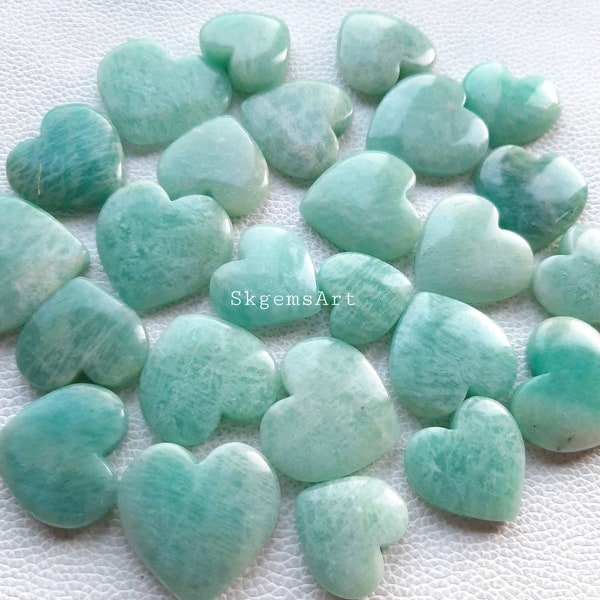 Green AMAZONITE Heart Shape Cabochon Wholesale Lot By Weight With Different Shapes And Sizes Used For Jewelry Making