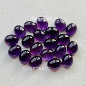 8x10mm Oval Amethyst, 10 pieces Pack, Cabochon Loose Gemstone For Making  Jewelry and pendant