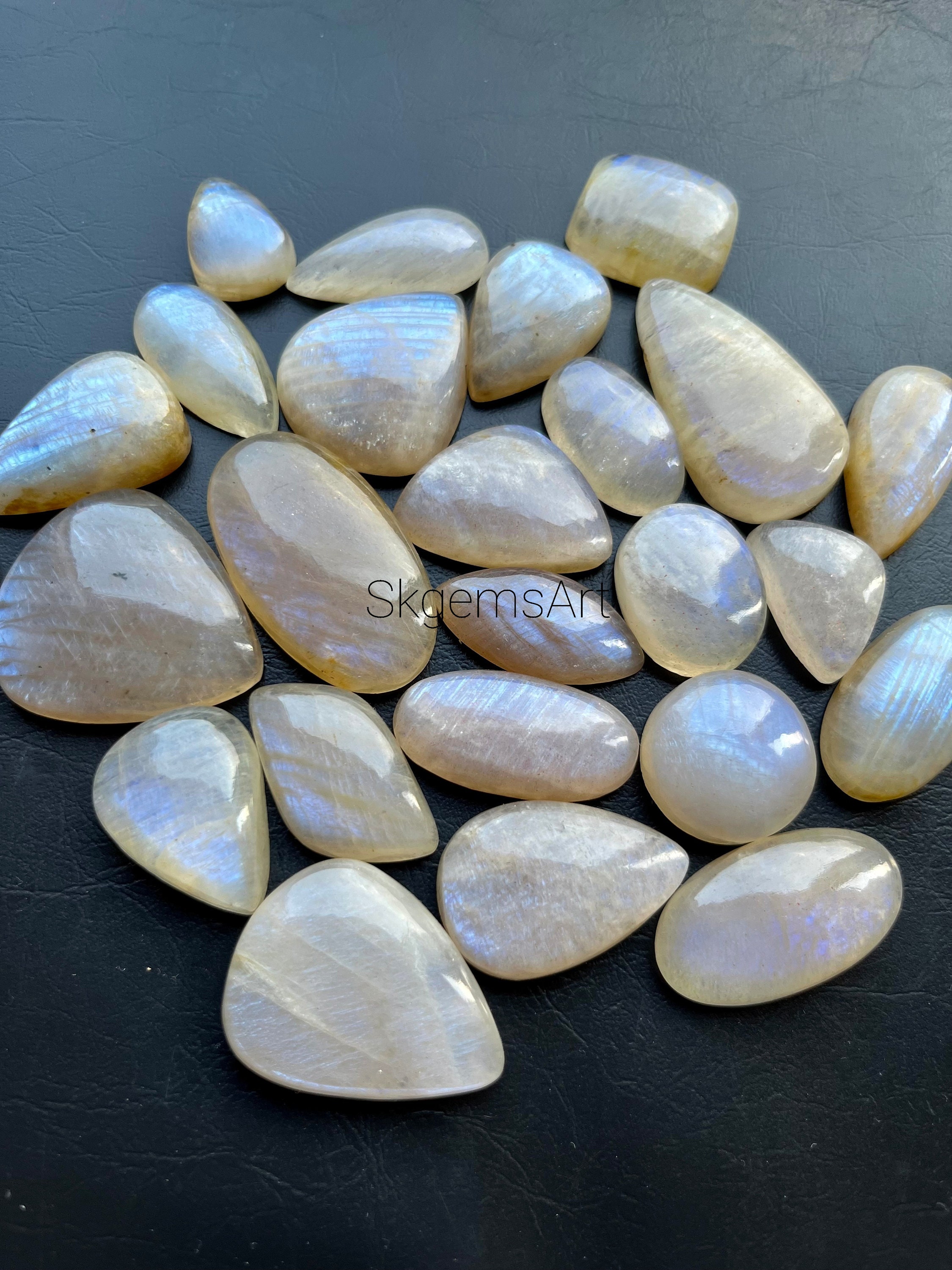 New African Belomorite Moonstone Cabochon Wholesale Lot By Weight With Different Shapes And Sizes Used For Jewelry Making