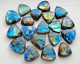 TRILLION Shape Labradorite Wholesale Lot AAA+ Blue and Multi Both Fire Round Cabochon Loose Gemstone For Jewelry Making