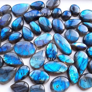 Pietra preziosa sciolta cabochon di labradorite BLU all'ingrosso per la creazione di gioielli immagine 1