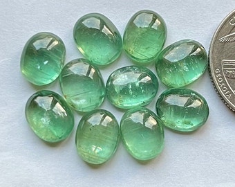 Top Selected 10 pcs 8x10mm Emerald Kyanite Smooth Cabochon Loose Gemstone For Jewelry Making