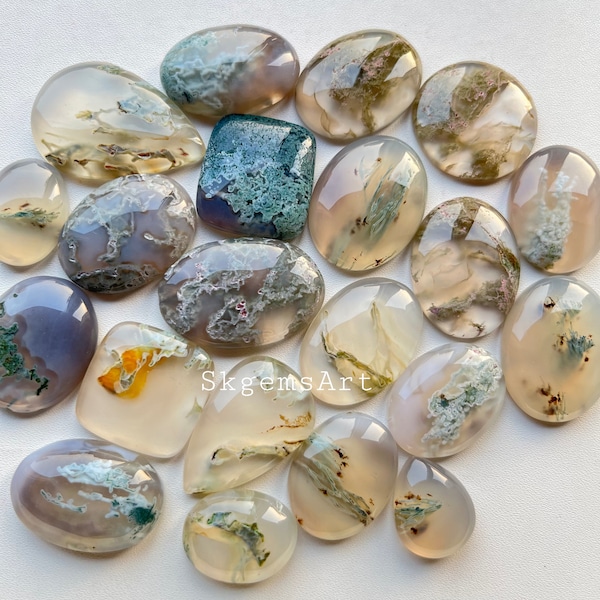 New Design Moss Agate Cabochon, Wholesale Lot  Cabochon By Weight With Different Shapes And Sizes Used For Jewelry Making