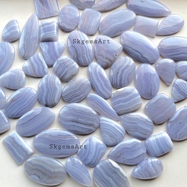 BLUE LACE Agate Cabochon Wholesale Lot By Weight With Different Shapes And Sizes Used For Jewelry Making