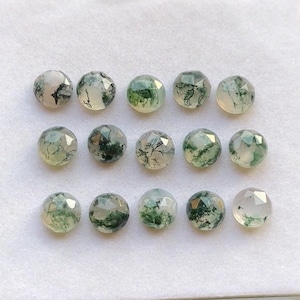 15 pcs Pack, 10mm Rosecut Moss Agate Round, Rose Cut Gemstone, Flatback Rose Cut Gemstones Used For Jewelry Making