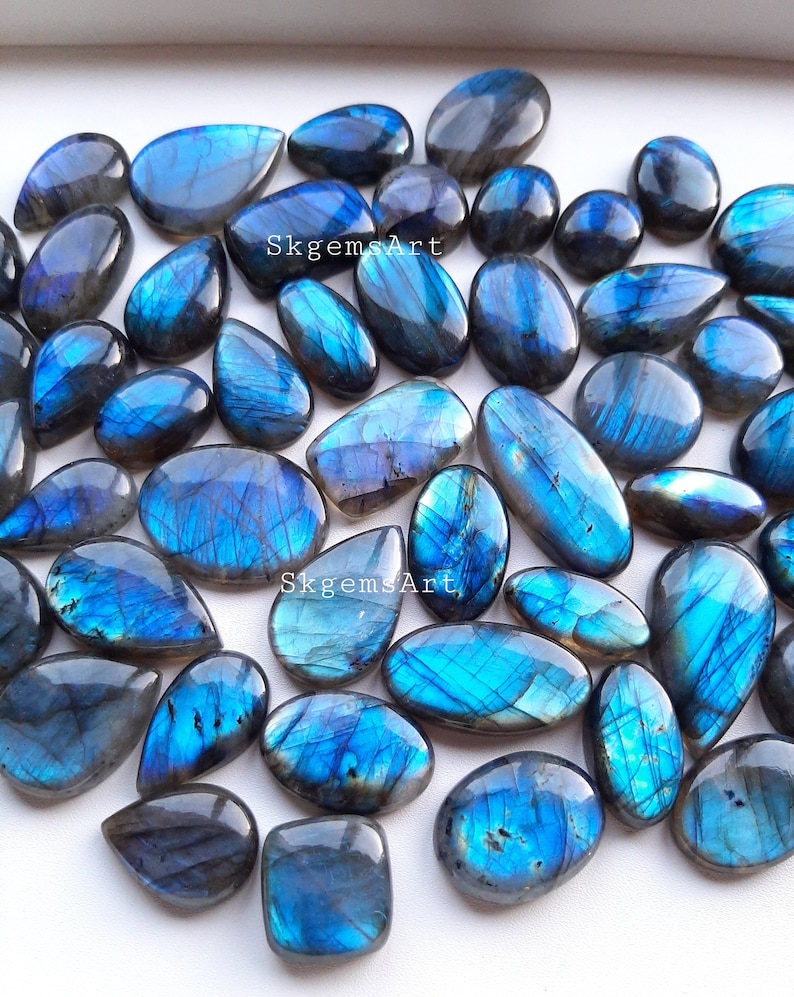 Pietra preziosa sciolta cabochon di labradorite BLU all'ingrosso per la creazione di gioielli immagine 4