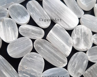 Selenite Druzy Cabochon, Wholesale Lot  Cabochon By Weight With Different Shapes And Sizes Used For Jewelry Making