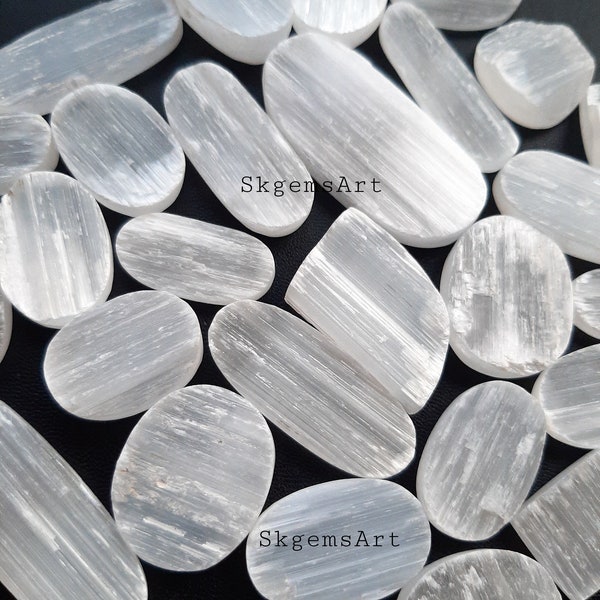 Selenite Druzy Cabochon, Wholesale Lot  Cabochon By Weight With Different Shapes And Sizes Used For Jewelry Making