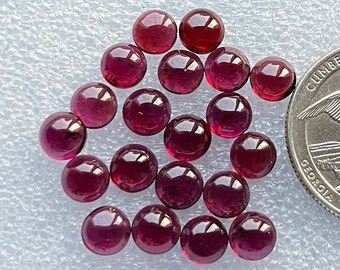 20 pcs Lot 6mm Round Natural Garnet Smooth Cabochon For Making Jewelry And Rings
