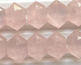 Quarzo rosa naturale selezionato da 10 x 15 mm con taglio a gradini - Gemma di quarzo rosa di alta qualità con taglio a rosa e retro piatto, lotto da 10 pezzi per la creazione di gioielli
